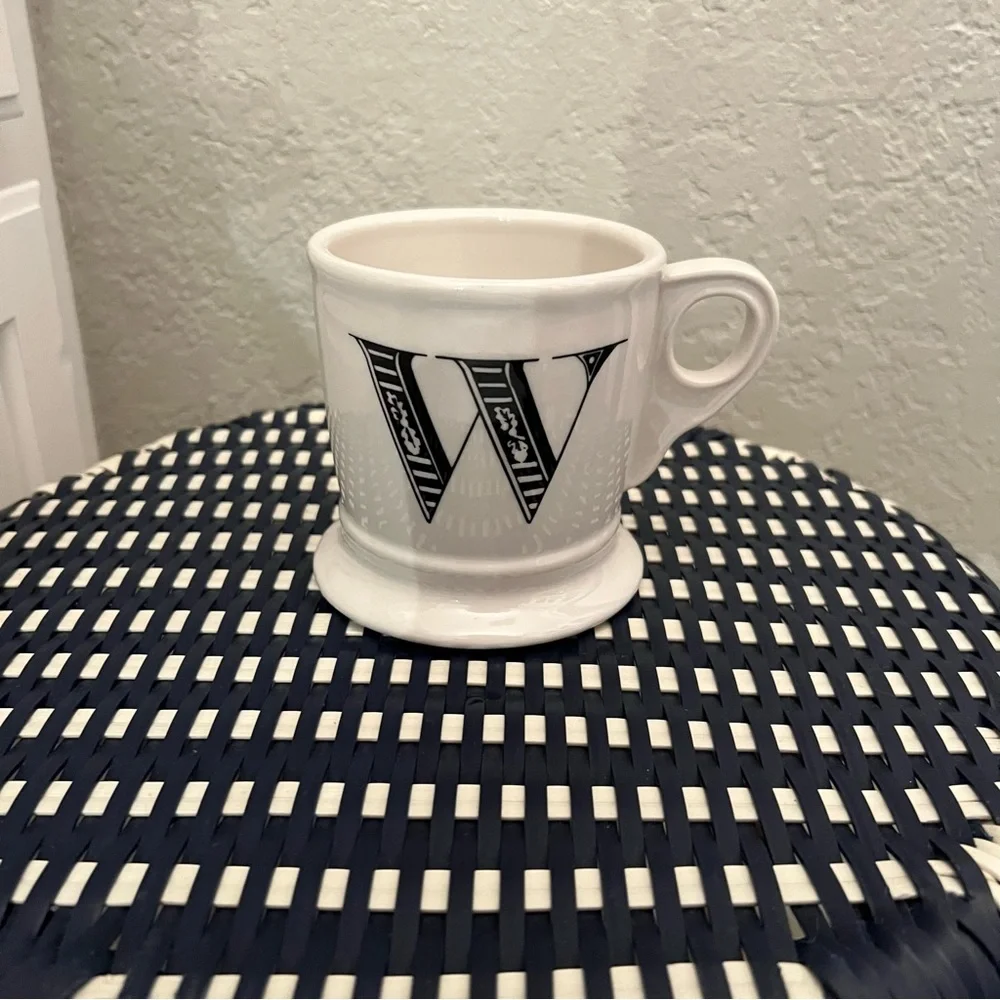 Anthropologie Monogram Coffee Tea Initial Mug Letter W Shaving Style Cup